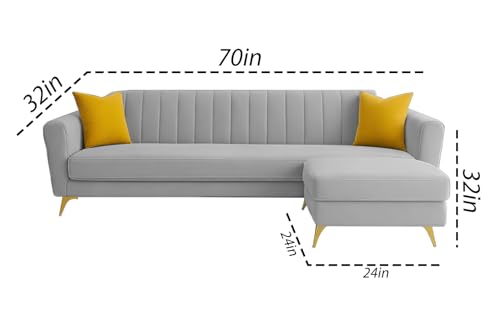 Image of Casaliving Murdock 4 Seater Convertible Sofa Set for Living Room, 3 Seater & Ottoman Modular Sectional Couch for Small Space (Grey Colour) Fabric