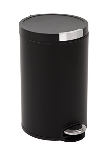 EKO Artistic Poubelle à Pédale Métal Noir 36,6 x 29,2 x 45,5 cm 20 litres