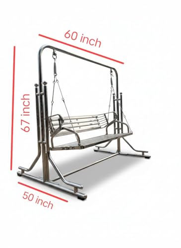 Image of Swing India Indoor and Outdoor Stainless Steel Swing with Hammock Chair 2-Seater Jhula, High-Strength Iron, 350 kg Capacity | Beautiful, Comfortable Seating for Your Dream Home.