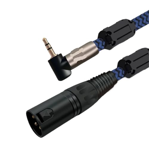 Câble audio mini jack 3.5mm vers XLR 3 broches mâle bleu coudé de 5m