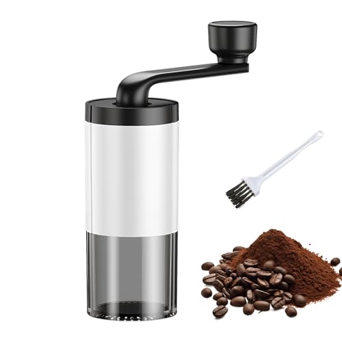 Macinacaffè Manuale,Macinino Caffè Portatile,Macinino Caffè a Mano Macine in Ceramica,Macinacaffè Portatile Piccolo con Pennello,Per Viaggio, Campeggio, Ufficio, Espresso, Pour Over