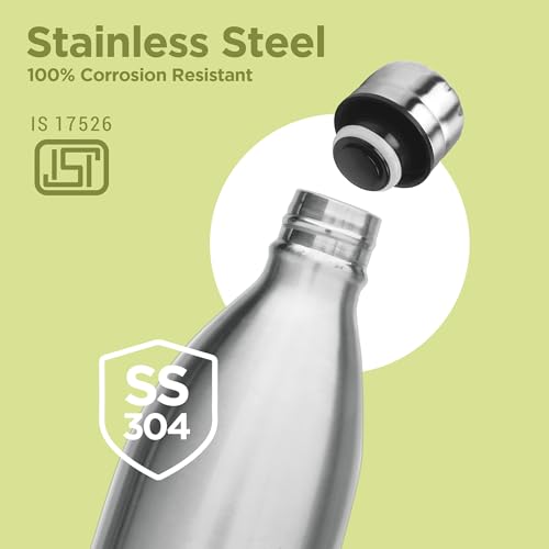 Milton insulated water bottle, Stainless Steel Double Walled Vacuum for 24 Hours Hot and Cold with Cover, Leakproof, BPA Free, Thermosteel Duo DLX 1500 (51 oz) Silver