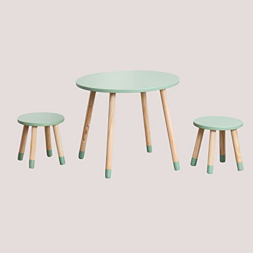 SKLUM Ensemble avec Une Table et 2 tabourets en Bois Patton Style Kids Céladon Cover