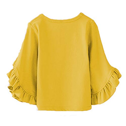 Image of Colorful Childhood Little Girls Ruffle Bat T Shirt Autumn Princess Girl Blouses Spring Tops