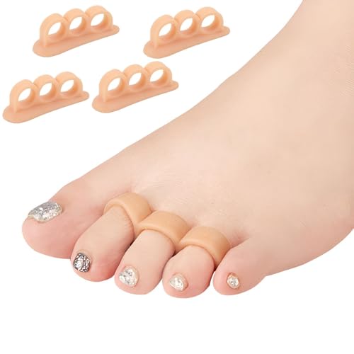 Separadores de dedos de silicona, corrector de dedos de los pies, 2 pares