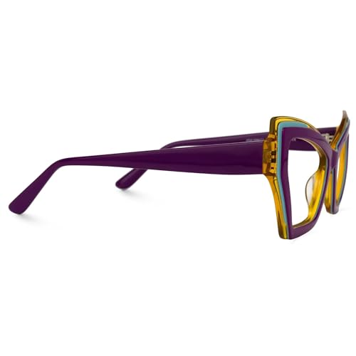 Image of Zeelool Vintage Oversized Cat Eye Glasses for Women with Non-prescription Clear Lens Alma JGA168677-04 Purple