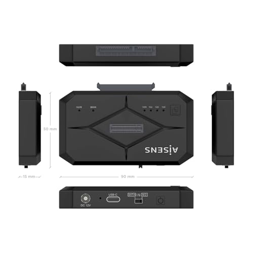 Estación de Docking AISENS SDDO-120C para discos SATA y M.2 NVMe con clonación USB Negro 4