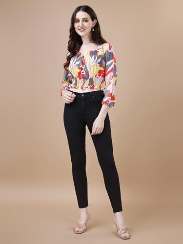 Image of Wedani Women's Casual Foral Print Puff Sleeve Regular Top