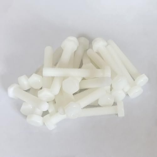 Image of NACX M6 x 40mm Nylon Hex Head Cap Screws Bolts, Full Thread, 30Pcs
