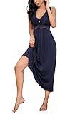 ALCEA ROSEA Womens Sleepwear Lace Lingerie Chemises V Neck Nightgown Long Sexy Sleep Dress Sleeveles