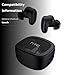 HTC True Wireless Bluetooth Earbuds 9 Bluetooth 5.3, in-Ear Earphones Transparent Case Design with Wireless Charging Fuction, 24Hour Playtime/Game Modes/Built-in Mic/Touch Control -Black