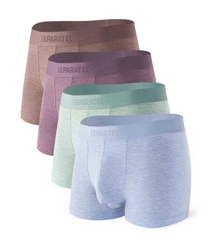 Separatec 4 Pack Mens Soft Breathable Viscose Bamboo Underwear Double Pouch Briefs