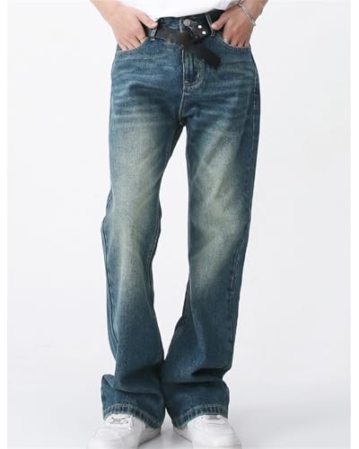 Men's Relaxed Bell Bottom Fit Comfort Flared Retro Leg Denim Jeans Original Straight Fit Denim Jeans3