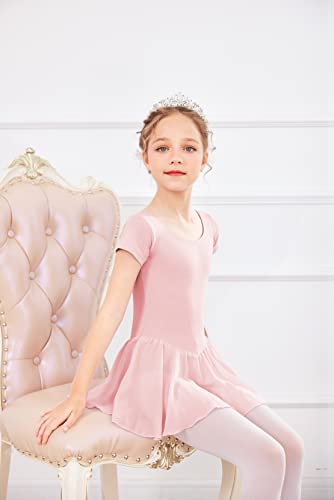 Arshiner Girls Ballet Leotard With Chiffon Tutu Skirt Dance Wear Short Sleeve Toddler Ballerina Outfit Dress #TOP3