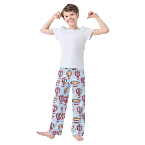 Sky Hot Air Balloon Boys Long Pants Soft Trousers Elastic Waist Kids Lounge Bottoms with Pockets S-XL2