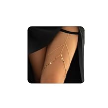 Missgrace Boho Gold Silver Tassel Sequins Body Chain Layered Leg Chains Beach Nightclub Body Accessories Sexy Black Elastic Leg Jewelry for Women Gold