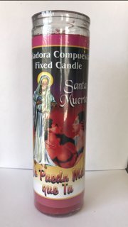 Santa Muerte Yo Puedo Mas Que Tu 7 Day Glass Candle Red Minimalist Religious Candle