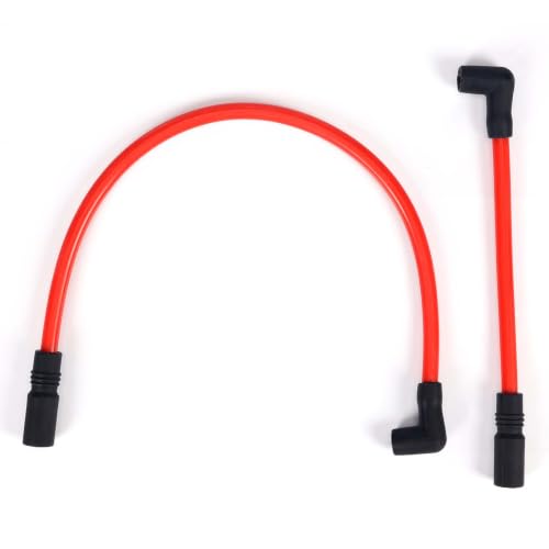 Image of 10.4mm Spark Plug Wires for Harley Dyna 00-17 Softail 99-17, Red | For Super Glide /Wide Glide /Low Rider & Springer /Slim /Deluxe /Deuce, Heat & Wear Resistant, Copper Core, Silicone Casing
