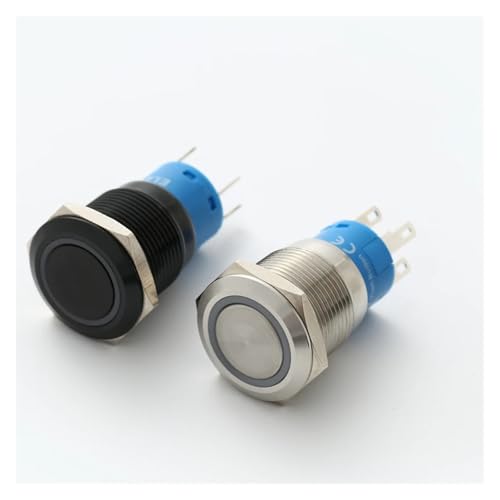 Botón de bloqueo momentáneo de 19mm 24V negro para paneles e interruptor 1NO1NC 3