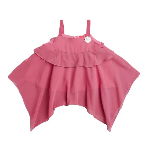 Image of Hopscotch Girls Cotton Floral Print Blouse Skirt Set In Red Color
