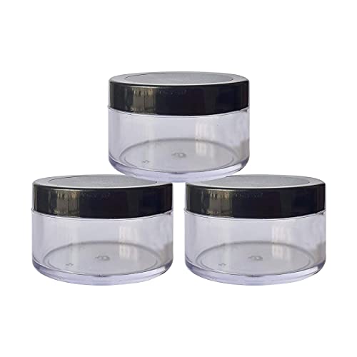 Image of Zenvista Meditech Cosmetics Shan Jars, 50 gm with Matte Finish Black Lids, for Lip Balms, DIY Skin Care - Pack of 3