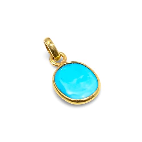 HIMALYA QUARTZ Ciondolo minimalista piccolo in argento sterling 925 con pietra preziosa turchese sfaccettata, taglio rosa, forma libera, assortita, per donna, oro giallo