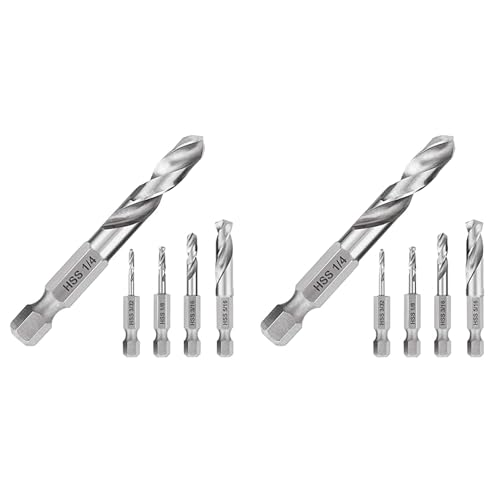 Cwmiibili 1/4 Hex Shank Drill Bit Set 10PCS Stubby Drill Bit Set for Metal M2 Short Length Drill Bit Steel for Quick Change Chuck