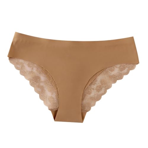 Ropa Interior Sexy Mujer Braguitas Triangulares Transpirables para Mujer Cómodas Sin con Detalle de Encaje Elegante (Coffee, L)