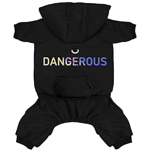 Izefia Dog Hoodie Dog Hoodies with Pocket Clothing 4 Legs Jumpsuit Fleece Jumper Winter Sweatshirt Warm Cotton Dog Hoodie for Small Dog Medium Large Dog Cat Black M