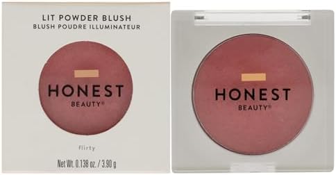 Honest Beauty Talc-Free Lit Powder Blush | Pearl Infused, Velvety Finish | EWG Verified, Organic, Vegan + Cruelty Free | Flirty, .14 oz