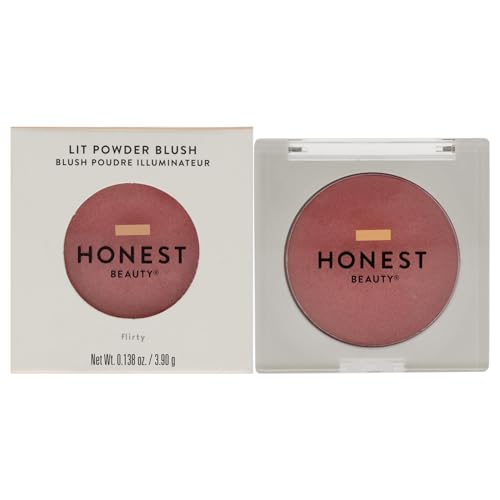 Honest Beauty Talc-Free Lit Powder Blush | Pearl Infused, Velvety Finish | EWG Verified, Organic, Vegan + Cruelty Free | Flirty, .14 oz