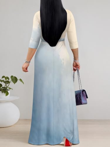 Image of Women's 3 /4 Sleeve Maxi Dress with Pockets