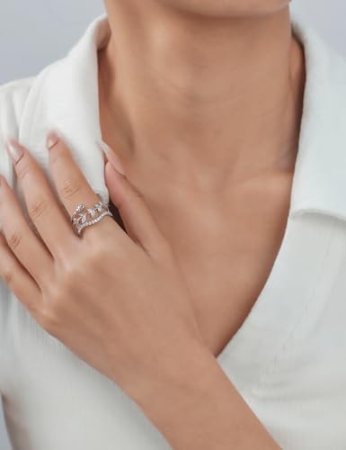 IMOLOVE Moissanite Wedding Bands for Women, Simple Trendy 0.3 Carat Silver Eternity Wedding Band Fashion Moissanite Stackable Rings for Women with 18K White Gold Plated Size 5-113