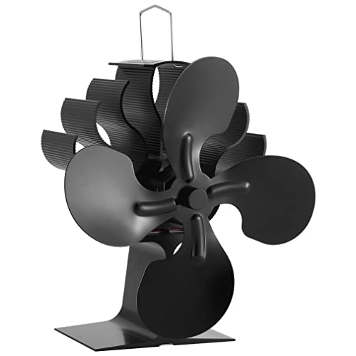 Kaminventilator, Aufgerüstete Blättern Ofenventilator Ohne Strom, Wärmebetriebener Leiser Betrieb Kamin Ventilator Lüfter für Holz/Brennholz/Feuerstelle (1 Stück Kaminventilator mit 4 Blättern) Cover