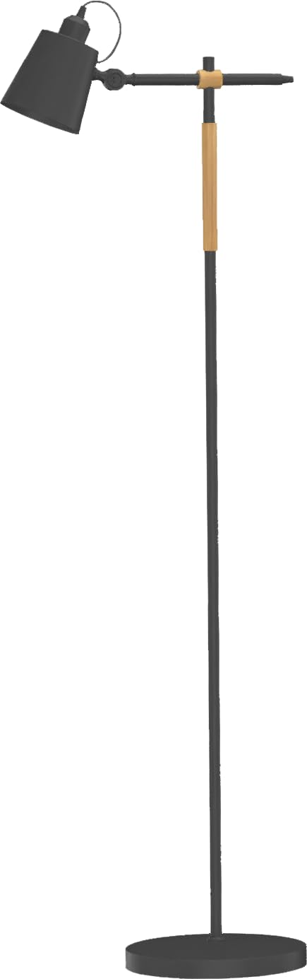 Tekled Black Tekled® Led Floor Lamp | Scandi Sleek Nordic Adjustable Lampshade With Oak Wood Detail | Replaceable E27 Edison Screw Bulb Holder | For Living Room Reading Corners Workspaces Dining Room