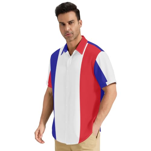 Chemises boutonnées homme de qualité supérieure motif drapeau français taille S