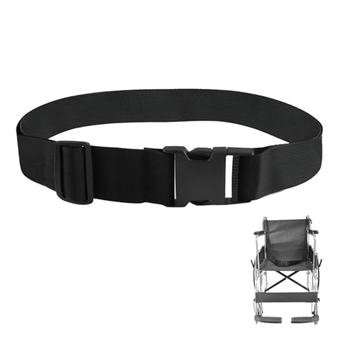 Cinturón de Seguridad para Silla de Ruedas Ajustable Correa con hebilla Correa de Regazo Cinturón Fijo para Ancianos Restringidas Correas Cuidados de Pacientes Arnés de Seguridad, Negro, 180 × 5 cm