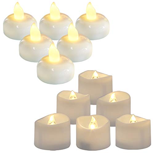 Homemory 24 Pack Waterproof Flameless Floating Tealights & 12 Pack