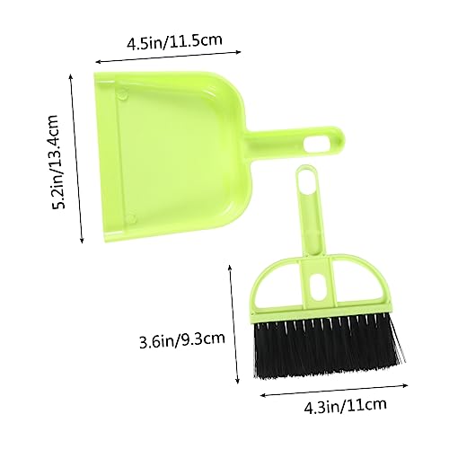 OUNONA Mini Kehrbesen und Kehrschaufel Set für Käfigreinigung Reinigungsset Grün für Enge Räume Schreibtisch und Wiederverwendbar Reinigen – Bild 3
