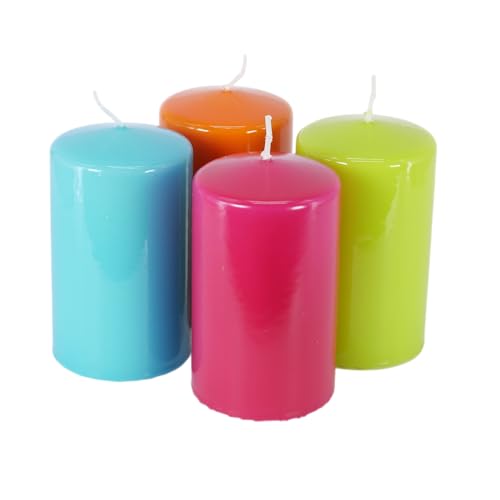 4er-Set - Selbstlöschende Stumpenkerzen - Glanzlack-Optik in Pastell...