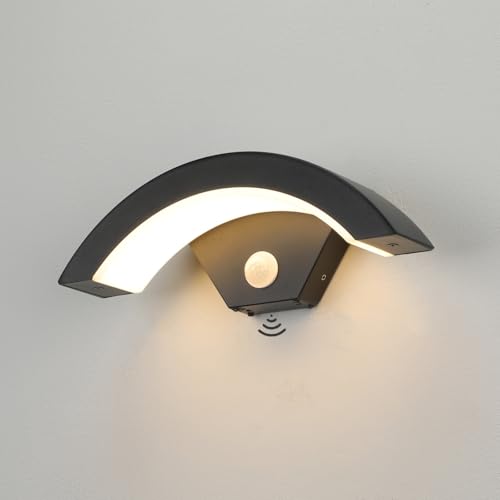 Lightess LED 玄関ライト ポーチライト 玄関灯 玄関照明 ブラケットライト 人感センサーライト 防水 防雨型 IP65 外灯 屋外 ウォールライト アウトドアライト ウォールランプ 勝手口 門柱灯 壁掛け照明ライト 壁直付型 廊下灯 庭園灯 壁掛け灯 ガーデンライト 防犯ライト 18W (ウォームホワイト)