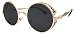 Vivian & Vincent Vintage Hippie Retro Metal Round Circle Frame Sunglasses (Gold Frame Black Lens)