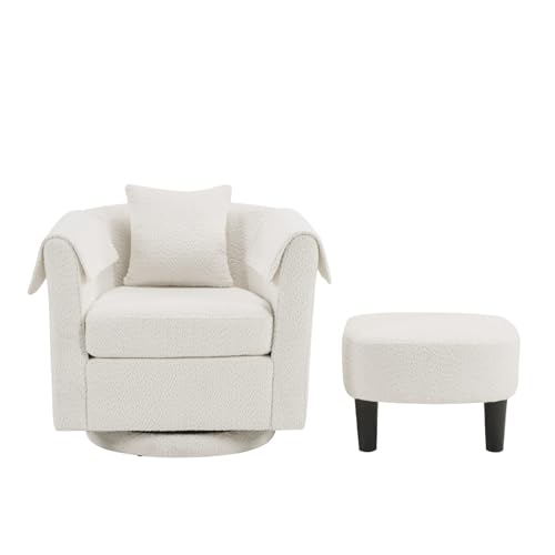 Sillón Giratorio Chenille Blanco miniatura 7