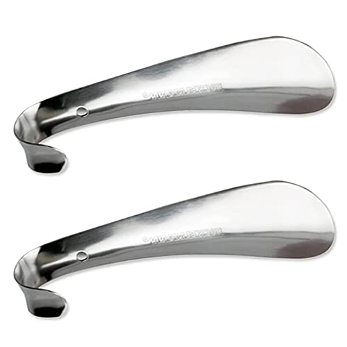 LAIDEPA 2 pièces 14.5 cm Maison Chausse-Pied Court, Acier Inoxydable métal Chausse-Pied cuillère Chausse-Pied Chaussures Poussoir pour Personnes âgées Femmes Enceintes Hommes Enfants,Argent Cover