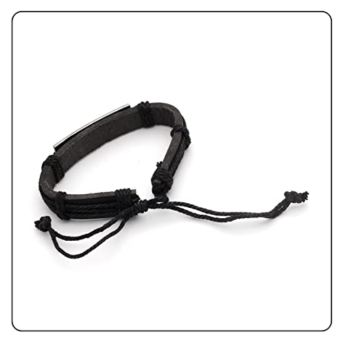 Image of Fashion Cross Tag Bangle Adjustable Leather Cuff Wristband Drawstring Rope Bracelet