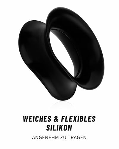 Longbeauty 2 Pcs Extra Soft Silikon Ohr Tunnel Plug Piercing Schmuck 3-25mm (Schwarz, 14mm)