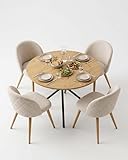 3. Table Ronde 100 cm Optimisee pour 4 Personnes La table a manger ronde avec 4 chaises est concue pour maximiser l'espace de votre cuisine ou salle a manger sans encombrement. Avec son plateau rond 100 cm, cette table de cuisine 4 personnes permet de partager des moments conviviaux en toute facilite. Elle peut aussi servir de table salle a manger ronde ou table de salon ronde selon votre agencement.