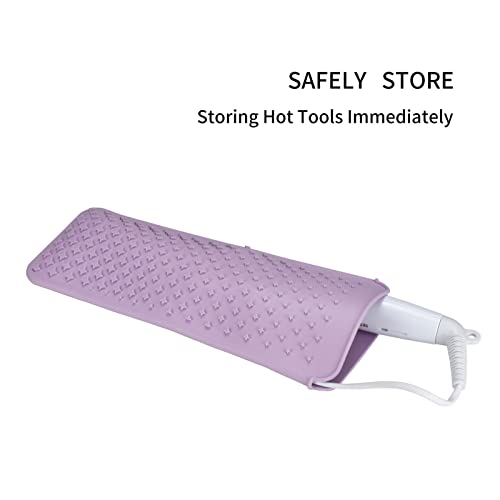 EIOKIT-Silicone-Heat-Resistant-Travel-Mat-Pouch-for-Hair-StraightenerCrimping-IronHair-Curling-IronHair-Curling-WandFlat-IronHair-Waving-Iron-2-Pack-Roman-PinkMisty-Mauve