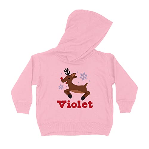Reindeer Violet Christmas Kids Hoodie Sweatshirt Toddler 2T Light Pink