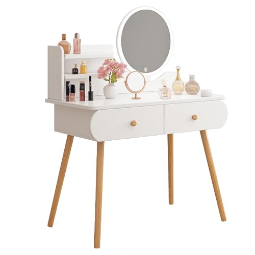 Catálogo para Comprar On-line Tocador Walmart para comprar hoy. 42 Elly Décor Tocador con Espejo con Luces Y Cajones, Tocador De Maquillaje Blanco Moderno, para Dormitorio, Fácil De Instalar, Escritorio con Cajones con Espejo Redondo con Luz LED...